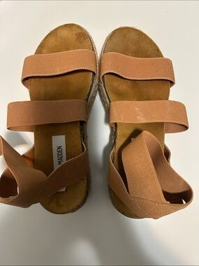 Steve Madden Rust/Tan Elastic-Strap Espadrille Sandals